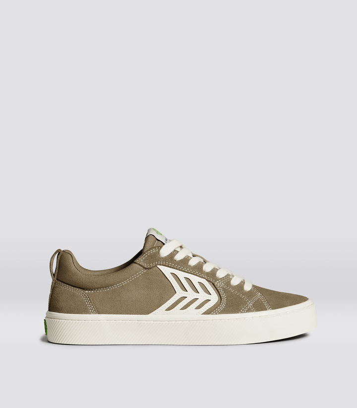 CATIBA PRO Skate Burnt Sand Suede and Canvas Contrast Thread Ivory Logo Sneaker Women