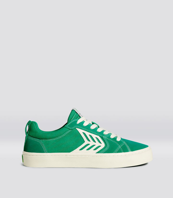 CATIBA PRO Skate Green Suede and Canvas Contrast Thread Ivory Logo Sneaker Men