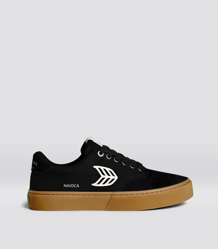 NAIOCA PRO Gum Black Suede and Canvas Ivory Logo Sneaker Men