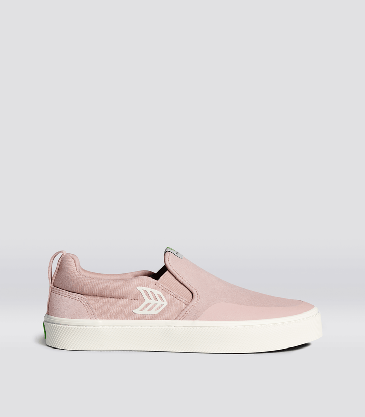 SLIP ON Skate PRO Rose Suede and Canvas Ivory Logo Sneaker Women